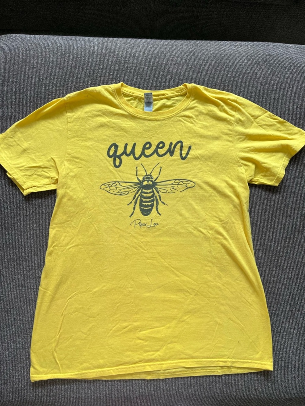 Yellow Queen Bee Tee with Black Bee Graphic